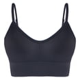 thumbnail image 3 of Feancey Womens Wireless Sports Bras Ribbed Knit Open Back Yoga Bra Spaghetti Strap Casual High Impact Workout Bras Breathable No Underwire Everyday Underwear Black L, 3 of 6