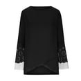 thumbnail image 4 of Asymmetrical Split Hem Tunic Tops for Women Hollow Layered Long Sleeve Loose Blouses Dressy Casual T-Shirts, 4 of 5