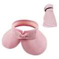 thumbnail image 2 of Ussuma Ponytail Summer Hats for Women with Bow Fashion Sun Protection Empty Top Leopard Print Cap Weave Beach Sun Hat Outdoor Beach Boho Hat Free Size Pink, 2 of 4