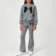 thumbnail image 3 of Zefriona Girls Cute Bow Print Crewneck Sweatshirt and Flared Leg Pants 2-Piece Outfit Set 3-14Y Dark Gray Size 4T, 3 of 3