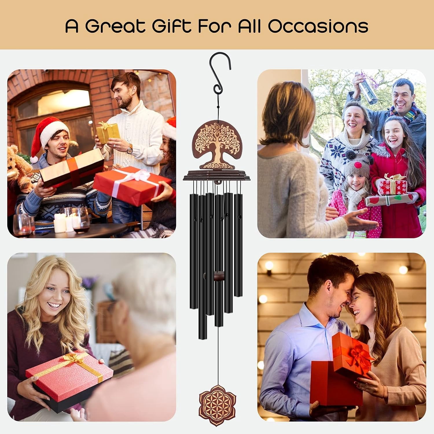 Wind Chimes, Memorial Wind Chimes for Loss of Loved One Prime, 36 Inch Large Wind Chime with 6 Metal Tubes for Garden Yard Home Decor, Sympathy Gift for Mother Day Birthday Christmas