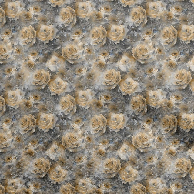oneOone Polyester Spandex Yellow Fabric Abstract Floral Sewing Material Print Fabric By The Yard 56 Inch Wide-1ra