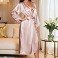 thumbnail image 7 of Hvot&aat Women's Summer Sexy Silk Robe Sets 2 Piece Nightgown Cami Soft V Neck Home Clothes Long Sleeve Robe, 7 of 7