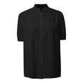 thumbnail image 5 of GEWSEY Womens Puff Sleeve Button Down Shirts Cotton Pleated Loose Fit Tops Summer Dressy Casual Blouses Black, 2XL, 5 of 5