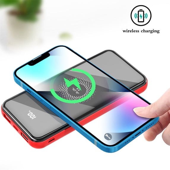 4 USB Power Bank, Ultra High Capacity Wireless Power Bank Fast Charging External Battery with Battery LCD Display