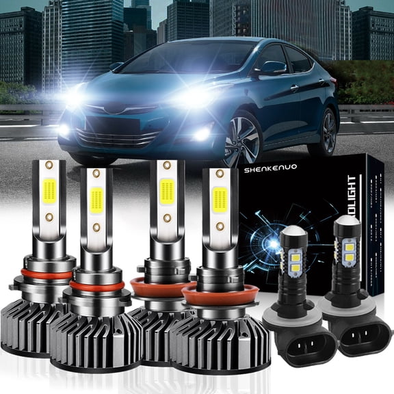 For HYUNDAI ELANTRA 2018 LED Headlight Bulbs,9005 High Beam H11 Low Beam 881 LED Fog light Bulbs,6pcs