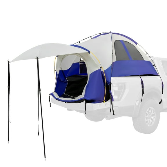 Unique Bargains 1 Set Truck Bed Tent Waterproof 5.5- 5.8ft Truck Tent with Removable Awning and Carry Bag Beige Blue