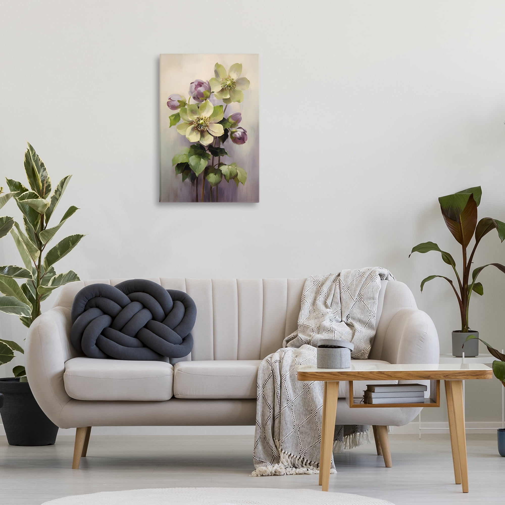 Stupell Industries Green & Purple Flowers Botanical & Floral Painting Gallery Wrapped Canvas Art Print Wall Art, 20 x 30