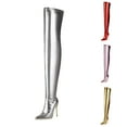 thumbnail image 3 of Women's Thigh High Boots Elasticity Heels Over The Knee Boots Side Zip Pointed Toe Fashion Sexy Winter Stiletto Knee High Boots, 3 of 8