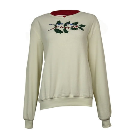 Collie Embroidered Fleece - Alfred Dunner Women's Embroidered Blue Jay Fleece Sweater