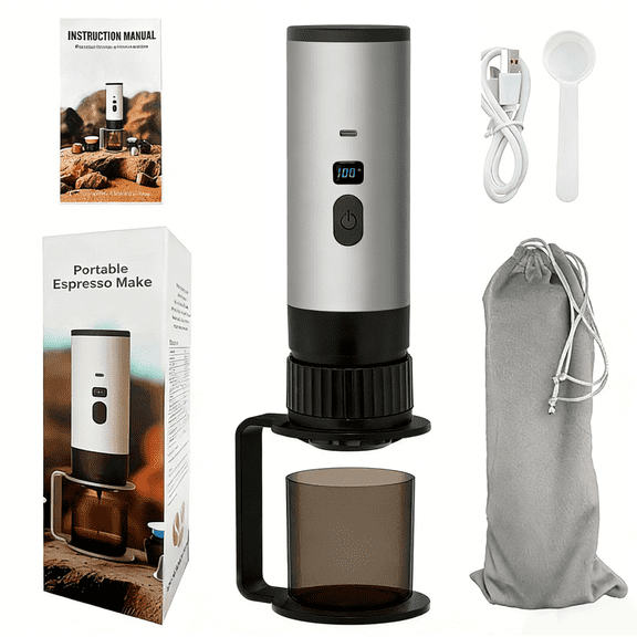 Portable Espresso Machine, Self-Heating Rechargeable Travel Coffee Maker, 15 Bar 3-in-1 Mini Electric Espresso Maker for Ground Coffee, NS & DG Capsules, Ideal for Camping, Car, Office & Gifts