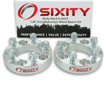 Sixity Auto 2 pc 1.25" 5x4.5 Wheel Spacers compatible with Ford Mustang 1/2-20tpi 1.25in Studs Lugs