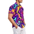 thumbnail image 4 of Dresfit Polo Shirt Mens Short Sleeve Button Down Hawaiian Shirts Spring Summer Graphic Tropical Mokaloha Shirt Big and Tall Floral Oversized Beach Aloha Shirt Purple XL, 4 of 8