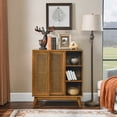 thumbnail image 3 of Jopath Modern Rattan Sideboard Cabinet, Buffet Cabinet with Adjustable Shelf & Solid Wood Feet & Rattan Cabinet Doors for Entryway Hallway Living Room Kitchen Dining Room Light Wood, 3 of 8