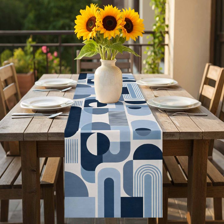 Table Runner Dresser Scarves 70 Inch Long,Blue Gradient Color Block ...