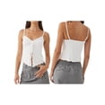 thumbnail image 3 of Yunliwuli Women Spaghetti Strap Camisoles Solid Color V-Neck Drawstring Slit Sleeveless Tank Tops Summer Vests Tops Streetwear, 3 of 9