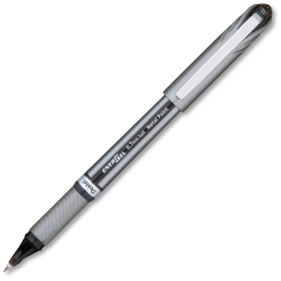 EnerGel NV Liquid Gel Pen, (0.7mm) Medium Line Capped, Metal Tip, Black Ink, 12 Count
