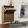 thumbnail image 6 of Demi Bonn 23" Shoe Cabinet Storage with 2 Flip Drawers, Wood Legs for Entryway, Freestanding Storage Racks Hidden Narrow Shoe Organizers, Walnut, 6 of 8