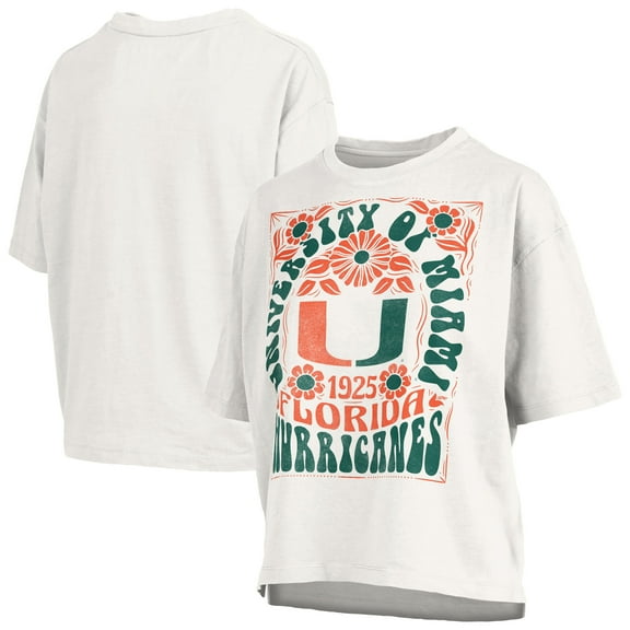 Women's Pressbox White Miami Hurricanes Harmony Oversized Slub T-Shirt