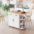 thumbnail image 2 of EDTara Mobile Kitchen Island Table, Rolling Cart with Drop Leaf, 2 Drawers, 2 Cabinets, 3 Open Spice Racks, and Towel Bar – Storage Solution for Kitchen, 2 of 9
