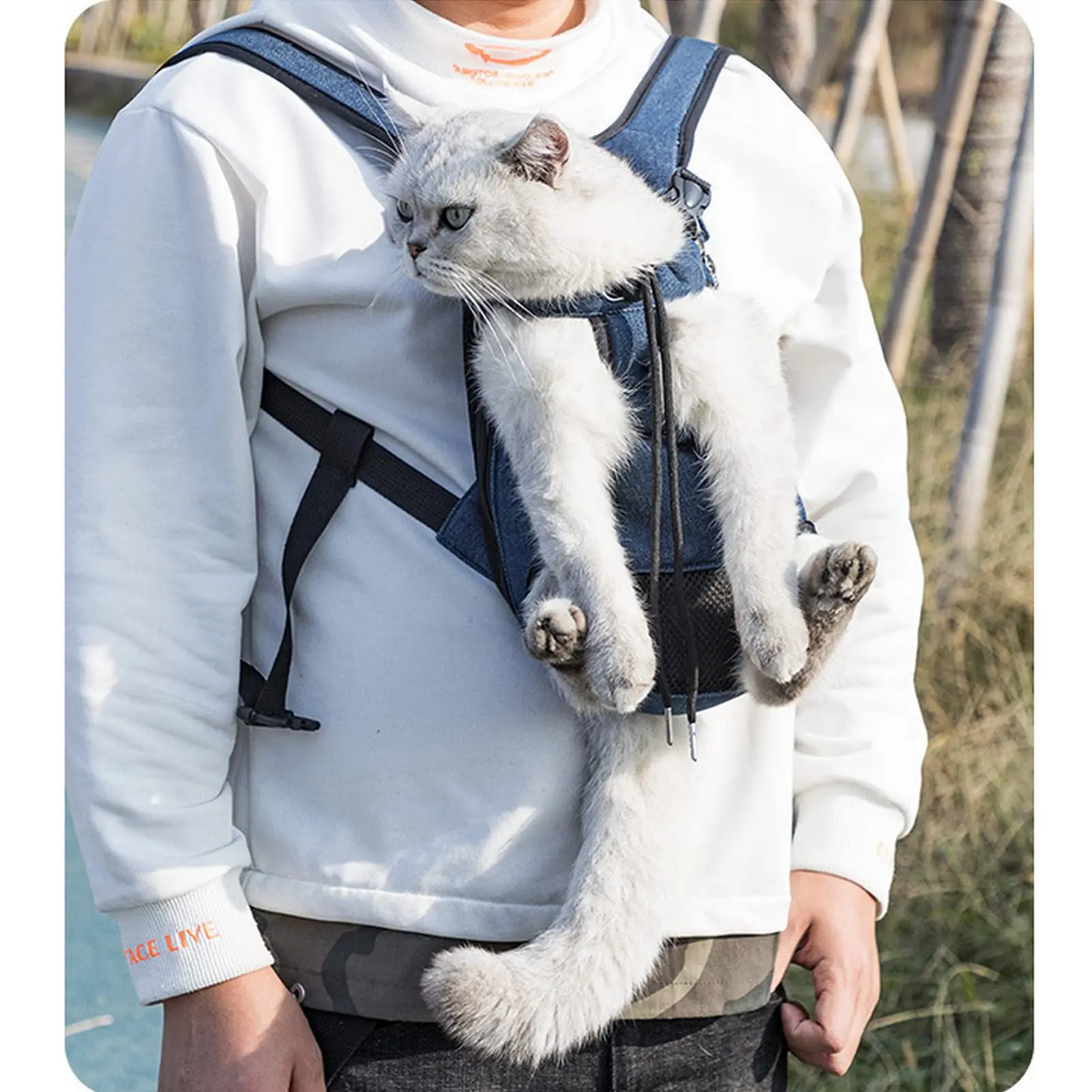 Pet Carrier Backpack, Adjustable Pet Front Cat Dog Carrier Backpack Travel Bag, Legs Out, Easy-Fit for Traveling Hiking Camping for Small Medium Dogs Cats Puppies