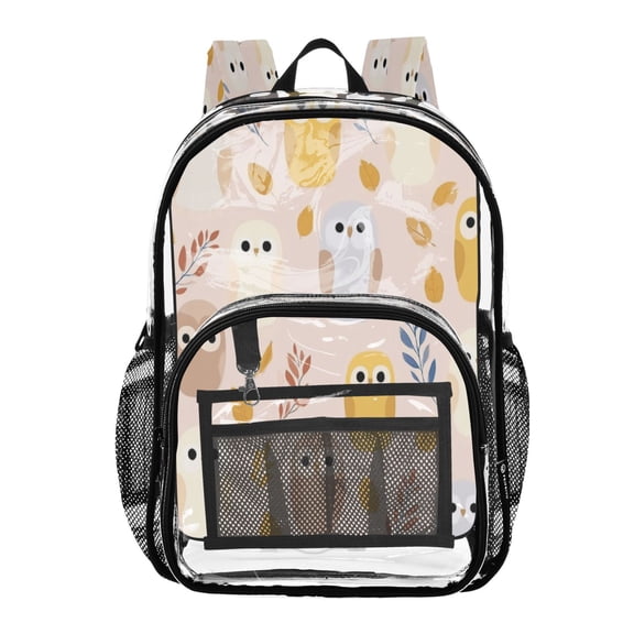 PVC Transparent Backpacks Clear Backpack for Travel and Outings Little Owl