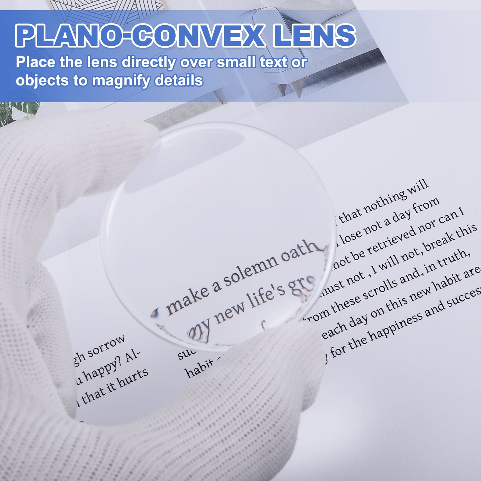 Uxcell 8 Pack Biconvex Lens, 5cm Dia. 15cm Focal Length Optical Lenses Magnifier Glass Double Convex for DIY Office Desk Home Science Experiment Telescope Lab Laser Optics