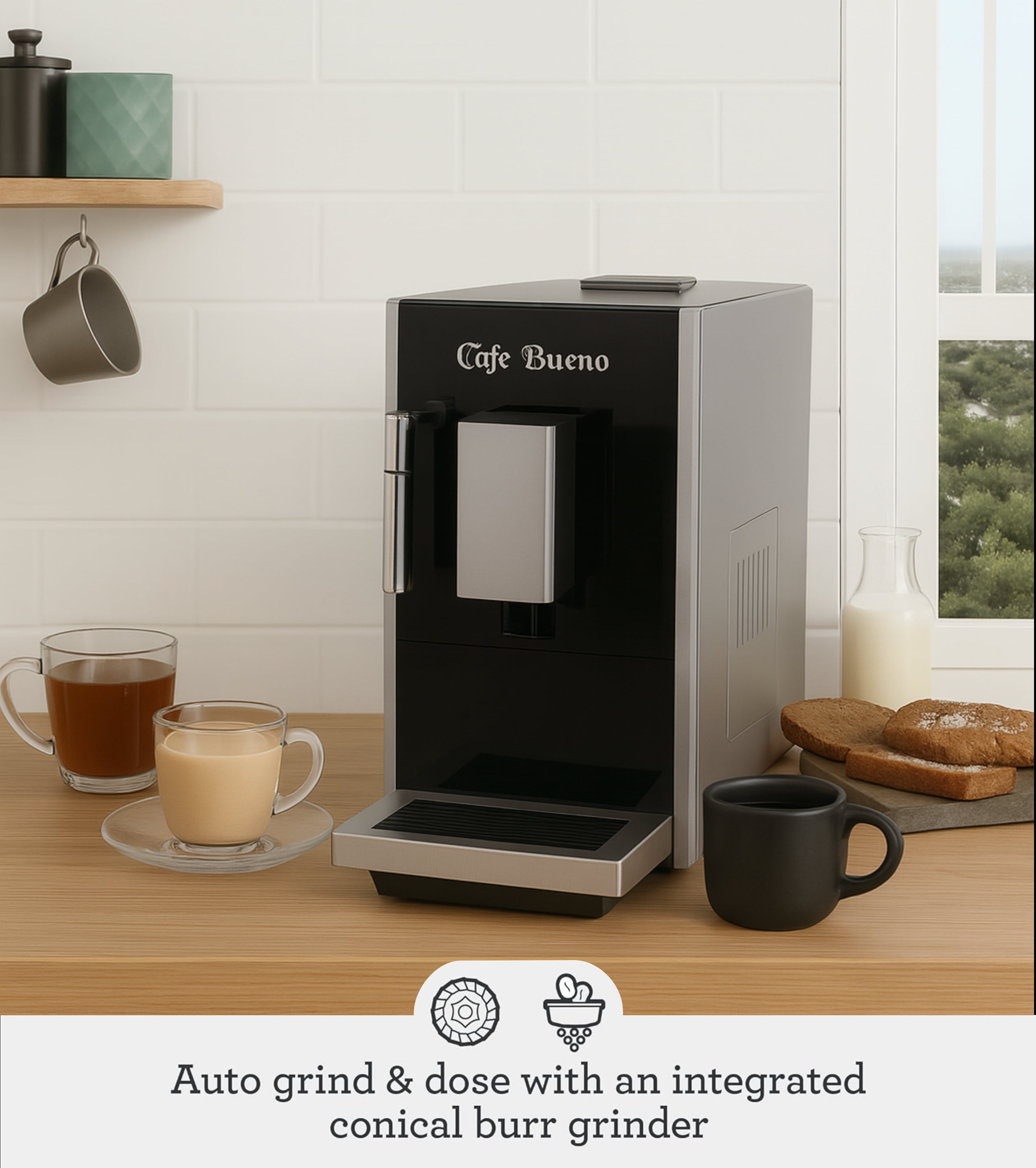 Cafe Bueno CB-2000 Semi Automatic Coffee Espresso Machine - Cappuccino & Latte