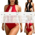 thumbnail image 3 of Womens Cutout One Piece Swimsuit Bathing Suit Backless Halter Neck High Cut Bikini Swimwear Beach Fashion (XL, Red), 3 of 7
