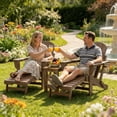 thumbnail image 5 of Folding Adirondack Chair with Hidden Footrest & Cup Holder –Outdoor Lounger with Reclining Back, Oversized Seat, Realistic Wood Grain Finish for Patio Garden Pool, 5 of 7