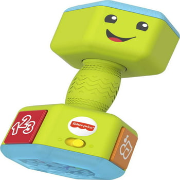 Fisher-Price Laugh & Learn Countin’ Reps Dumbbell Baby Rattle Toy with Lights Music & Learning Songs