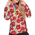 thumbnail image 5 of Yiaed Rose Flowers Print Womens Casual Hoodies Crew Neck Long Sleeve Sweatshirts With Pocket Pullover Tops Women's Hooded Sweatshirt-X-Large, 5 of 5