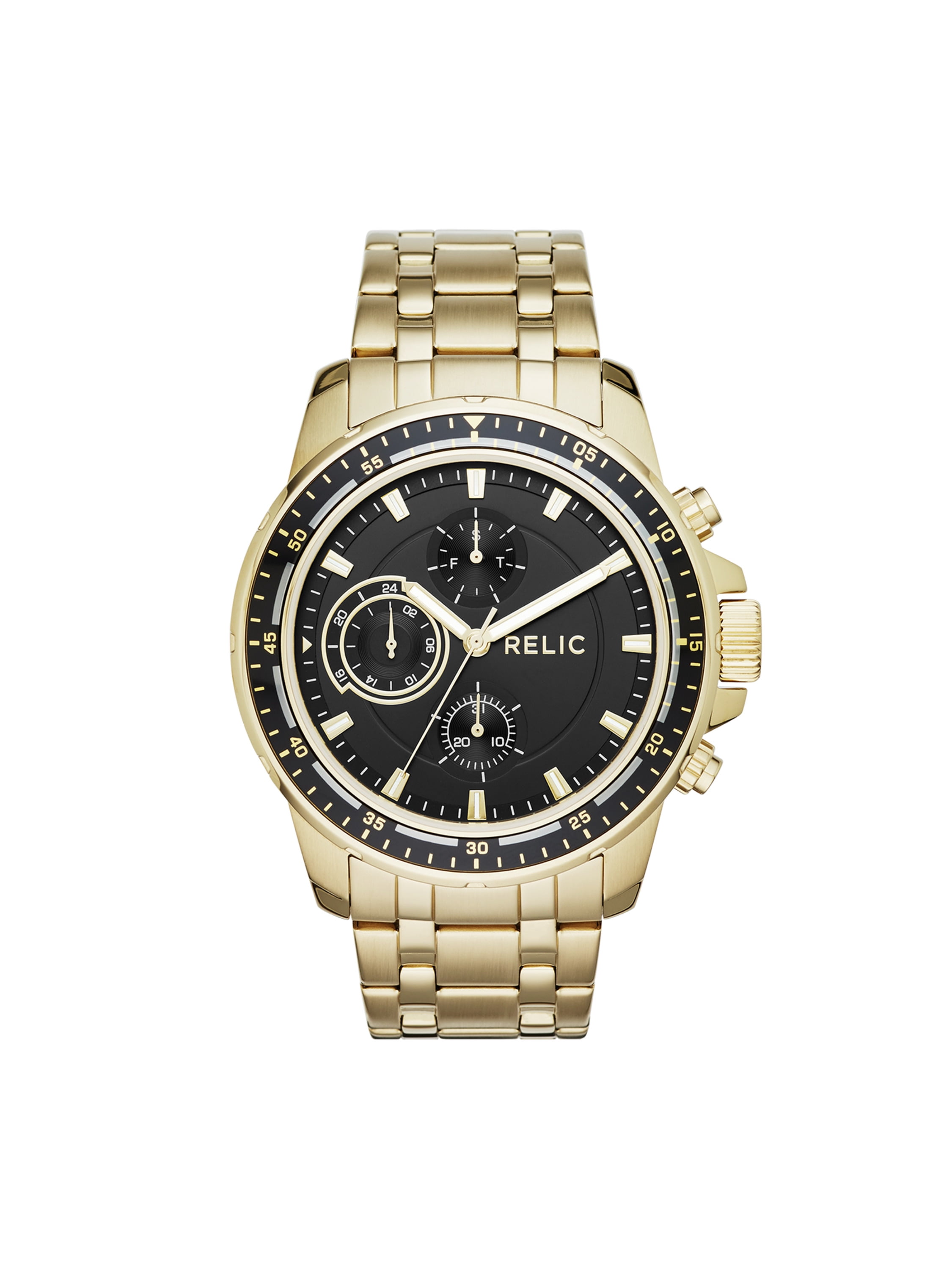 gold and silver fossil watch men's