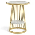 thumbnail image 3 of Furniture of America Amador Metal 1-Shelf Side Table in Gold and White, 3 of 9