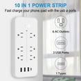 Surge Protector Power Strip CFWQH Extension Cord With 6 And 3 USB & 1