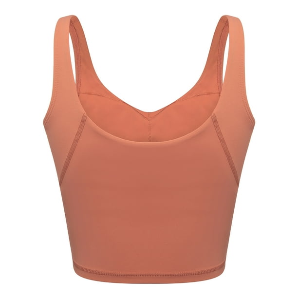KOLCY Womens Sports Camisole Removable Padded Yoga Tank Tops for Workout  Crop Top Gym Bras 