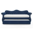 thumbnail image 3 of Pemberly Row Upholstered Velvet Wood Daybed with Trundle in Blue, 3 of 6