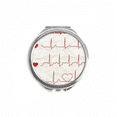 thumbnail image 1 of Electrocardiogram Heart Design Hand Compact Mirror Round Portable Pocket Glass, 1 of 3