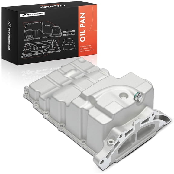 A-Premium Engine Oil Pan Sump with Drain Plug Compatible with Ford Mustang 2015-2023 2.3L