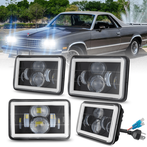 4x6inch LED Sealed Beam Assembly for 1978-1987 GMC Caballero Headlight H4651 High Beam H4656 Low Beam Set