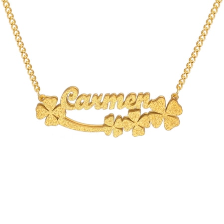 EUEAVAN Gold Personalized Double Layered Name Frosted Necklace Custom Stainless Steel Jewelry