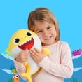thumbnail image 3 of Peluche de tiburón bebé con música y luz nocturna cantante, regalo para niños (rosa), 3 of 5