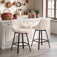 thumbnail image 3 of ONEVOG 25.6" Swivel Bar Stools Set of 2,Linen Upholstered Counter Stools with Full Back,Modern Counter Height Bar Stools with Black Metal Legs,Beige, 3 of 10
