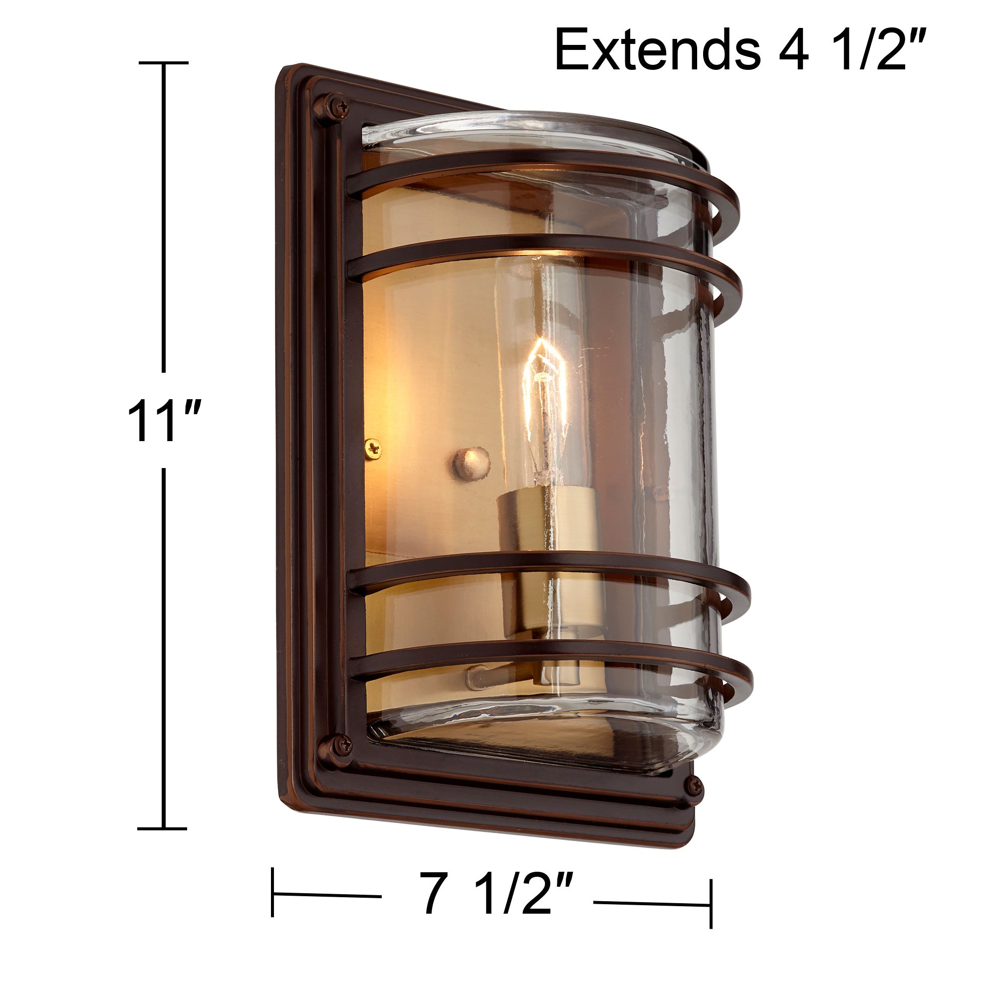 John Timberland Habitat Modern Outdoor Wall Light Fixtures Set of 2 Bronze Brass 11" Clear Glass for Post Exterior Barn Deck House Porch Yard Patio