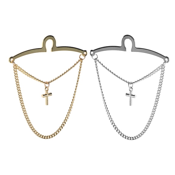 OUNONA Copper Tie Clip Multi-Color Refined Cross Motif for Business 2Pcs