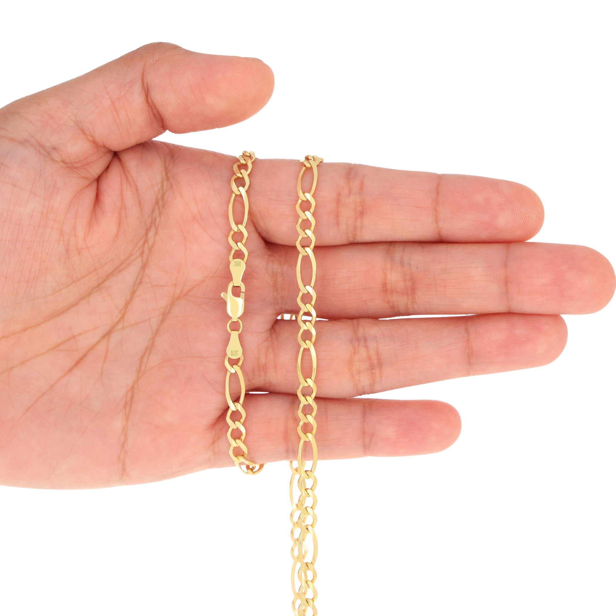 Nuragold 10K Real Yellow Gold Solid Figaro Link Chain Necklace 16"-30" (1.75mm-9.5mm) Italian Jewelry for Men & Women