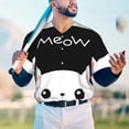 thumbnail image 6 of Balery Cat Meow Baseball Jersey for Men Casual Button Down Shirts Short Sleeve Active Team Sports Uniform-Small, 6 of 9