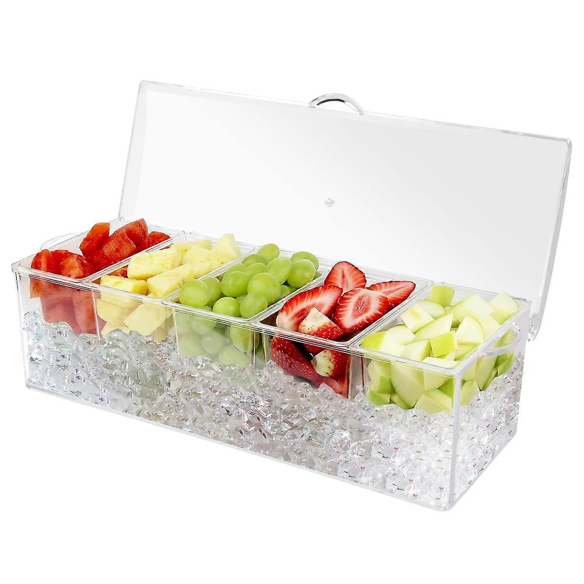 Serve Rack Container Ice Cold 5 Compartment Condiment Server Rack-Service Tray Container ...