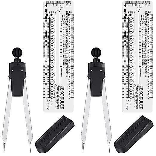 2 Sets Ekg Caliper And Ekg Ruler Combination Set Ecg Calipers Measuring Tool Electrocardiogram Drafting Divider For Nursing