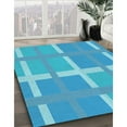 thumbnail image 3 of Ahgly Tapis Rond Lavable en Machine Intérieur Transitionnel Turquoise Bleu Vif, 4 Pieds Rond, 3 of 7